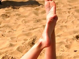 Public Beach Slit And Feet Closeups